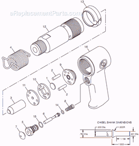 Page A Diagram and Parts List for CP716 T025348 Chicago Pneumatic Hammer